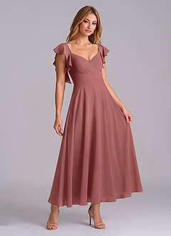 Azazie Leilani Jurken voor bruidsmeisjes Jurk van Chiffon met A-Lijn Ruches Amethist image3