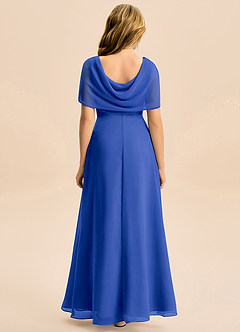 Azazie Emma Junior Robe Trapèze en Mousseline de soie Plissée Bleu Roi image2