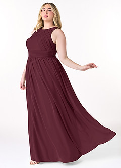 Azazie Harper Bridesmaid Dresses Cabernet A-Line Pleated Chiffon Dress image8