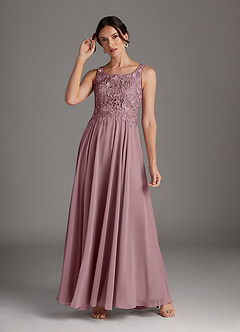 Azazie Kana Mother of the Bride Dresses Dusty Rose A-Line Scoop lace Chiffon Dress image2