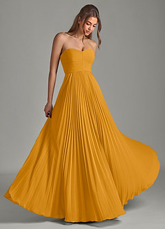 Azazie Chiana Bridesmaid Dresses Butterscotch A-Line Strapless Chiffon Dress image1