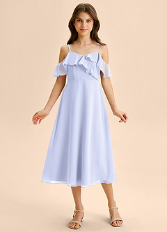 Azazie Kamilla Junior A-Linie Schulterfrei Chiffon Kleid Lavendel image6