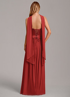 Azazie Cadence Bridesmaid Dresses Pomegranate A-Line Corset Stretch Satin Convertible Dress image4