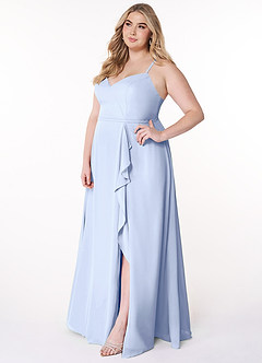 Azazie Naeem Bridesmaid Dresses Ice A-Line V-Neck Ruffle Chiffon Dress image10