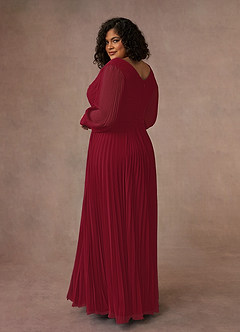 Azazie Zina Mother of the Bride Dresses Burgundy A-Line Pleated Chiffon Dress image10