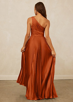 Christian Siriano Bridal for Azazie 1008 Bridesmaid Dresses Burnt Orange A-Line One Shoulder Stretch Satin Dress image7