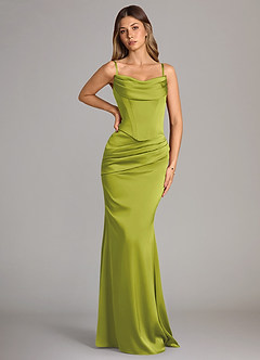 Azazie Sorrel Bridesmaid Dresses Lemongrass Mermaid Strapless Stretch Satin Convertible Dress image7