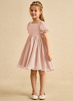 Azazie Jolie Flower Girl Klänningar Klänning A-Line i Chiffong med ärmar image5