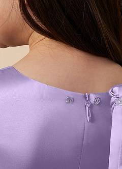Azazie Bo Peep Flower Girl Dresses Lilac A-Line Bow Matte Satin Dress image6