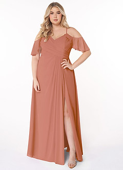 Azazie Dakota Bridesmaid Dresses MAI TAI A-Line V-Neck Pleated Chiffon Dress image11