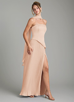 Azazie Tierney Robes de demoiselle d'honneur Robe Trapèze Convertible en Mousseline de soie Sans bretelles Rose Anglais image9