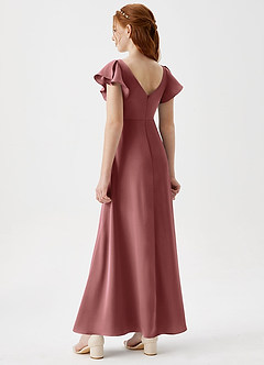 Azazie Omari Junior Vestido de Amatista de Satén Elástico de Corte en A con Plisado image2