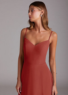 Azazie Marley Bridesmaid Dresses Terracotta A-Line Off the Shoulder Chiffon Convertible Dress image2