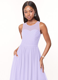Azazie Nina Brautjungfernkleider A-Linie Plissee Chiffon Kleid Flieder image5