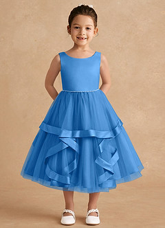Azazie Posy Flower Girl Dresses Blue Jay A-Line Beaded Tulle Dress image1