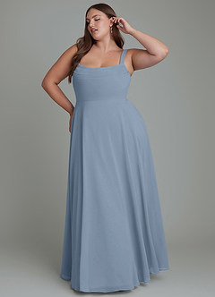 Azazie Shaude Bridesmaid Dresses Dusty Blue A-Line Pleated Chiffon Dress image8