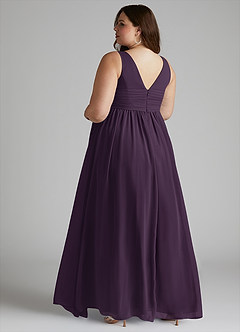 Azazie Yetta Maternity Bridesmaid Dresses A-Line V-Neck Gathered Chiffon Floor-Length Dress image11