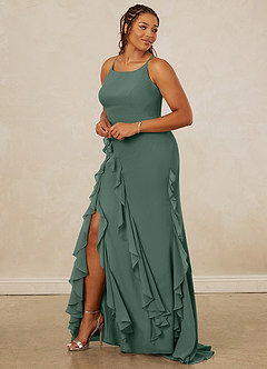 Christian Siriano Bridal for Azazie 1006 Bridesmaid Dresses Sea Moss Mermaid Ruched Chiffon Dress image11
