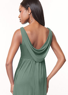 Azazie Oceana Final Sale Dusty Rose A-Line V-Neck Pleated Mesh Dress image4