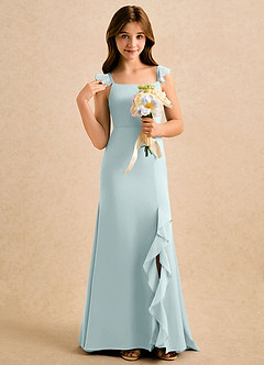 Azazie Novalie Girls Formal Robe Demoiselle D'honneur Fillette Robe Sirène en Satin extensible Arc Brume image5