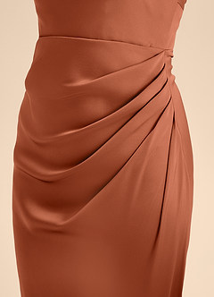 Azazie Renna Junior Cedar Rose A-Line Pleated Stretch Satin Dress image7