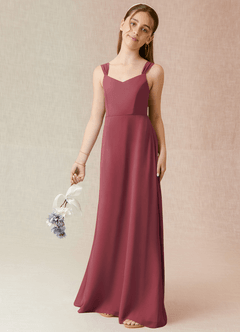 Azazie Denice Junior Merlot A-Line Chiffon Dress image1