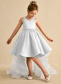 Azazie Julietta Flower Girl Dresses Diamond White Ball-Gown Convertible Tulle Dress image5