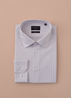 front Aiden Midnight Blue Black 100% Cotton Non-Iron Striped Dress Shirt