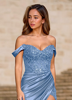 Opulence Hellblau Ballkleid mit Blumenkorsett image6