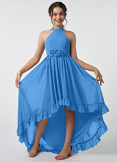Azazie Hermione Junior Blue Jay A-Line Chiffon Dress image2