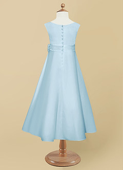 Azazie Lindy Flower Girl Dresses Sky Blue A-Line Pleated Matte Satin Dress image11