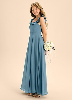 Azazie Callie Junior Abito A-Line in Chiffon Increspato Bermuda image7