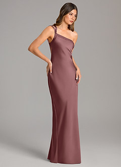Azazie Monroe Bridesmaid Dresses Vintage Mauve Mermaid One Shoulder Stretch Satin Dress image5