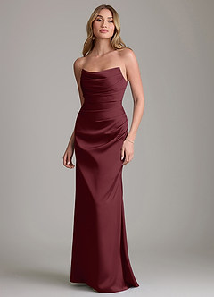 Azazie Lucille Bridesmaid Dresses Cabernet Mermaid Strapless Stretch Satin Convertible Dress image1