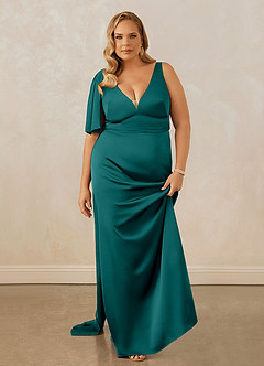 Christian Siriano Bridal for Azazie 1011 Bridesmaid Dresses Peacock Mermaid Bow Stretch Satin Dress image16
