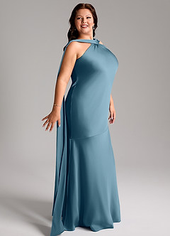 Azazie Kinsley Vestidos de madrinha de casamento Vestido Bermudas de Cetim elástico de sereia com Fenda Lateral image12