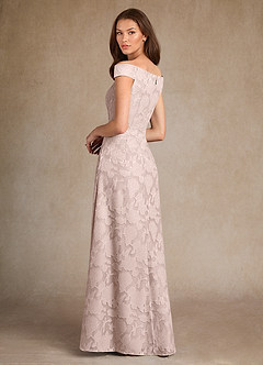 Azazie Moore Mother of the Bride Dresses Blushing Pink A-Line Boatneck Floral Burnout Dress image2