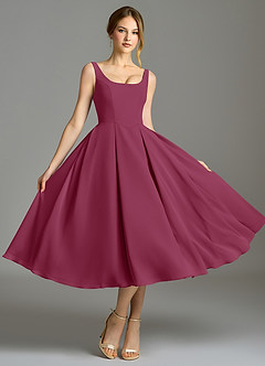 Azazie Amalie Bridesmaid Dresses Mulberry A-Line Pleated Chiffon Dress image5