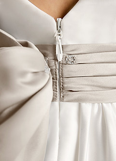 Azazie Sosie Flower Girl Dresses Ivory Frost A-Line Pleated Matte Satin Dress image6