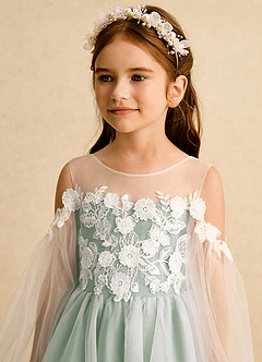 Azazie Zimi vestidos de niña de las flores Vestido de Agave de Tul de Princesa con Escote de Corazón image9