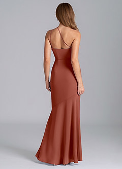 Azazie Tilla Bridesmaid Dresses Auburn Mermaid One Shoulder Chiffon Dress image2