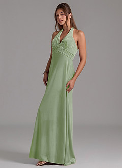 Azazie Tessie Brautjungfernkleider A-Linie Plissee Samt Kleid Staubiger Salbeigrün image5