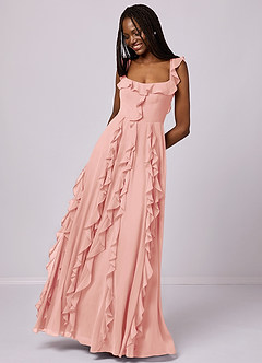 Barbie ♥ Azazie Bridesmaid Dresses Rosette A-Line with Pockets Chiffon Dress image5