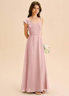 Azazie Kelsea Junior Abito A-Line in Chiffon Increspato Rosa Cipria image5