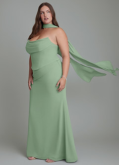 Azazie Sorrel Bridesmaid Dresses Matcha Mermaid Corset Chiffon Dress image14