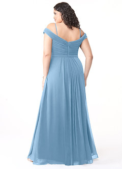 Azazie Audrianna Bridesmaid Dresses Steel Blue A-Line Off-The-Shoulder Gathered Chiffon Convertible Dress image8
