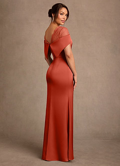 Azazie Henrieta 신부의 어머니 드레스 쉬스 레이스 스트레치 새틴 플로어 길이 드레스 image2