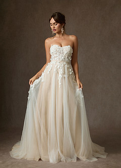 Azazie Wynery Robes de mariée Robe Princesse en Dentelle Épaule décolletée Diamant Blanc Champagne image8