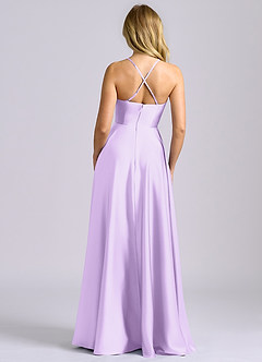 Azazie Truce Bridesmaid Dresses Lilac A-Line Stretch Satin Dress image2