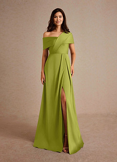 Azazie Milton Mère de la mariée Robes Robe Trapèze en Satin extensible Plissée Citronnelle image7